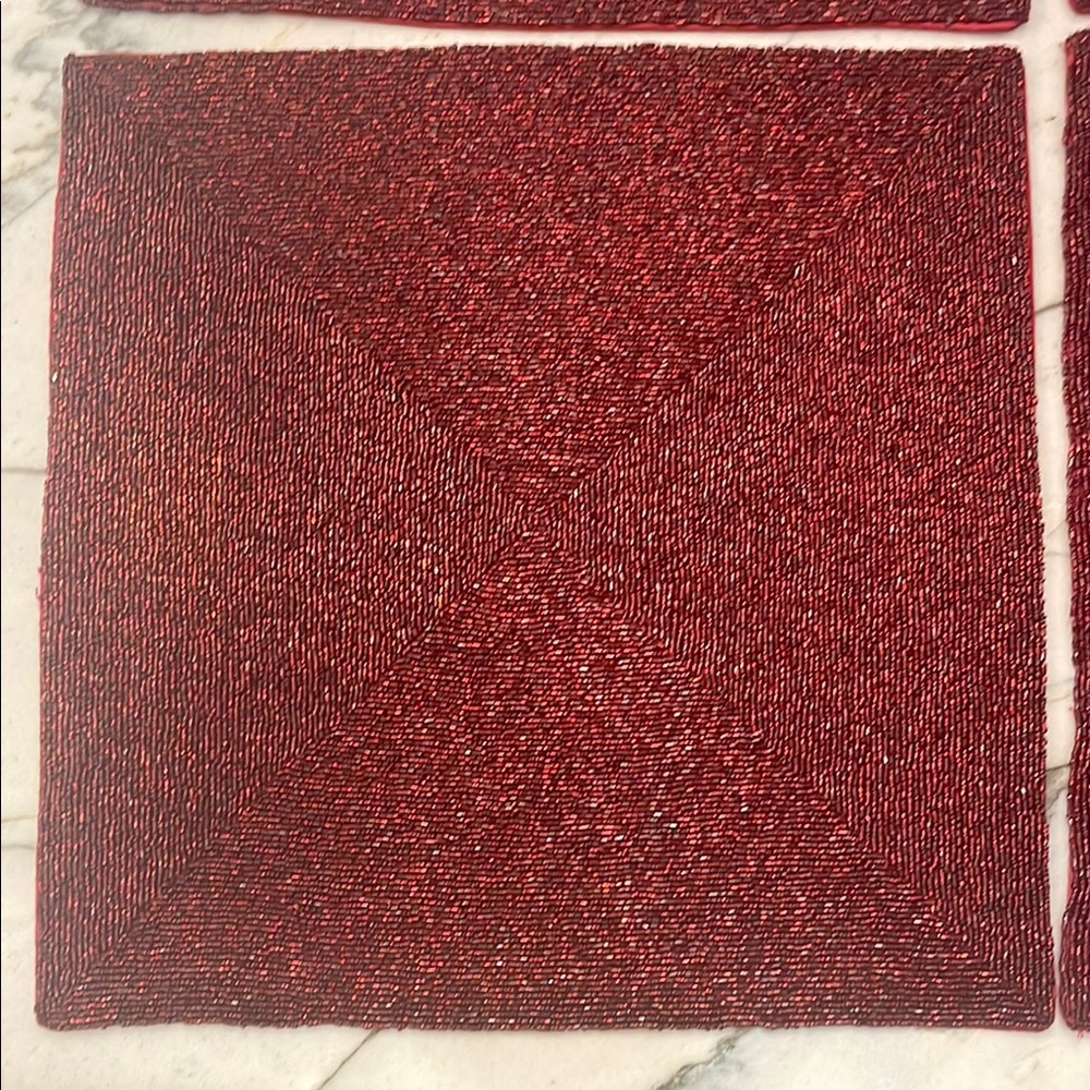 Pottery Barn Red Beaded Square Placemat